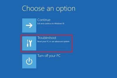 choose an option troubleshoot windows 10