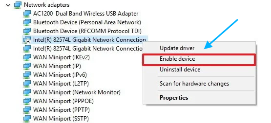 enable wireless adapter windows 10