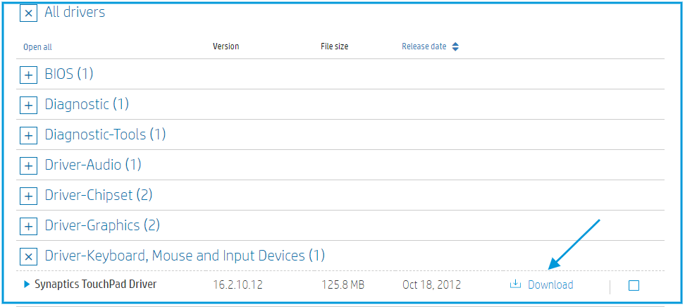 synaptics touchpad driver download