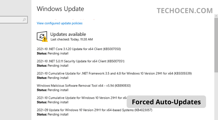 automatic updating in windows 10