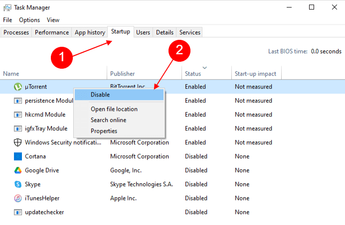 diable utorrent on startup windows 10