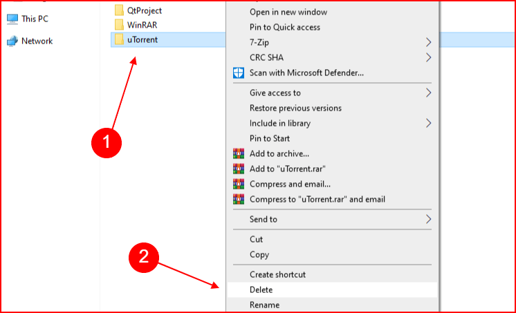 remove utorrent completely from windows 10