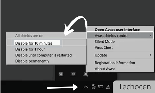 turn off avast antivirus in windows 10