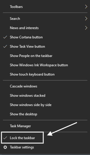 move the taskbar windows 10