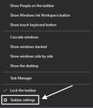 taskbar settings on windows 10