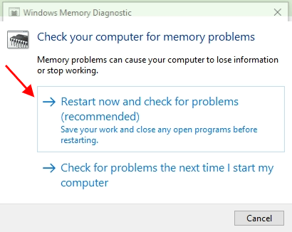 windows memory diagnostic windows 10