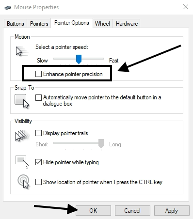 mouse pointer precision on or off