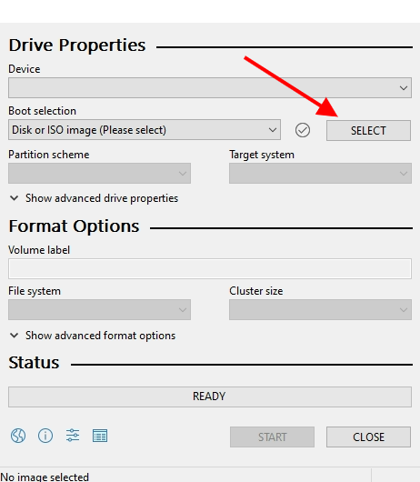 rufus boot selection windows 10