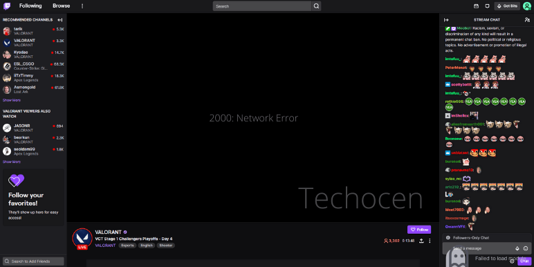 twitch 2000 network error on chrome