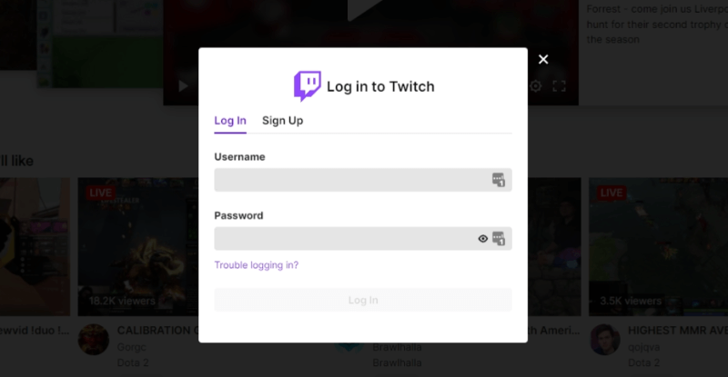 twitch login chrome