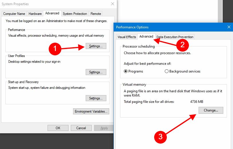 advanced system settings windows 10