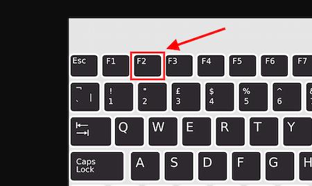 press f2 key on keyboard