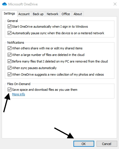 disable file on demand onedrive