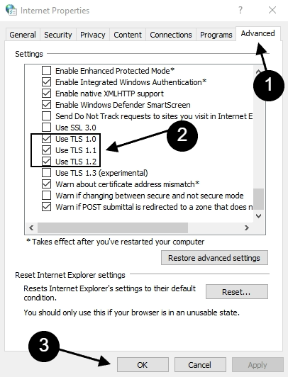 screenshot internet properties windows 10