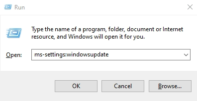 shortcut to open windows update in windows 10