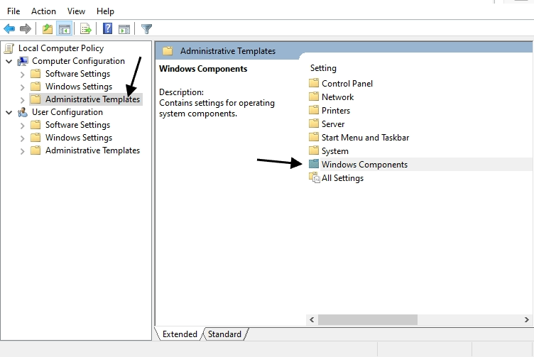 windows components gpedit.msc