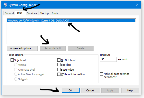 change boot order in windows 10