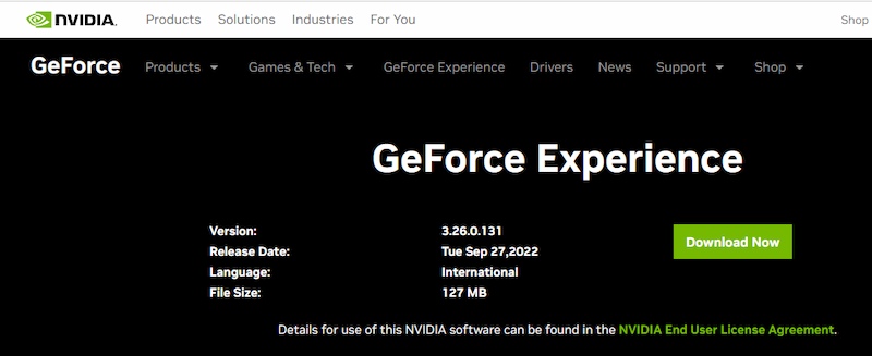 geforce experience driver download for 10 11