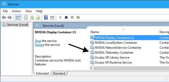 restart nvidia telemetry services